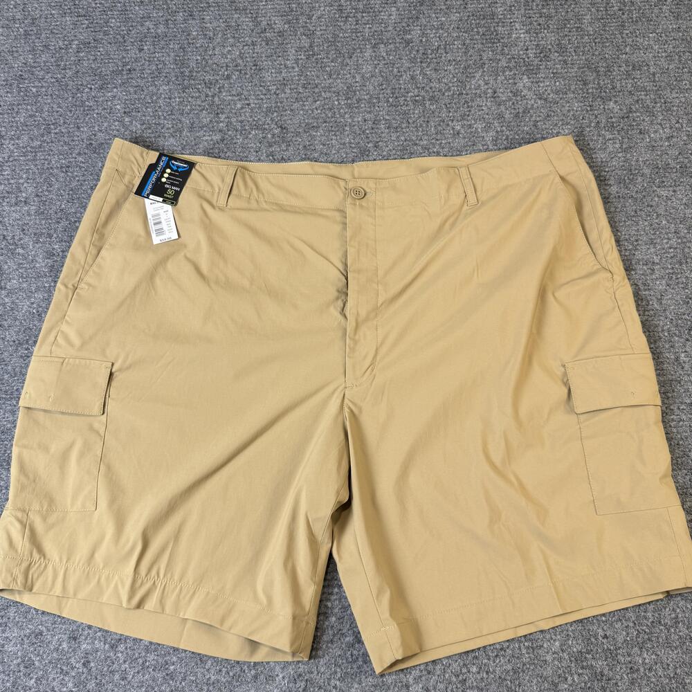 Roundtree & Yorke Cargo Shorts Mens 50 Khaki Performance Stretch CoreComfort New